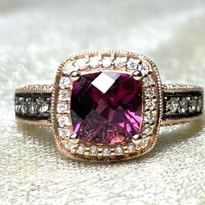 Le Vian 14k Rose Gold Raspberry Rhodolite Garnet Chocolate Diamond Ring